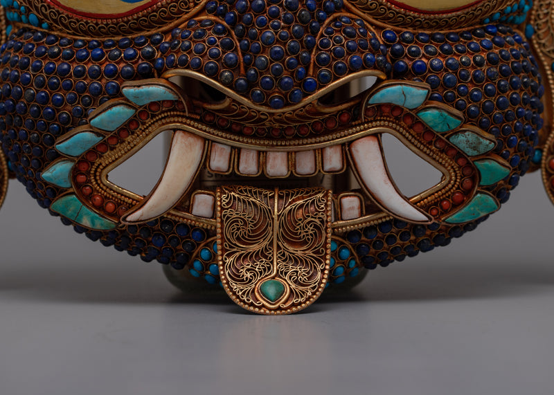 Copper Lakhe Mask | Handcrafted Artistry for Displays