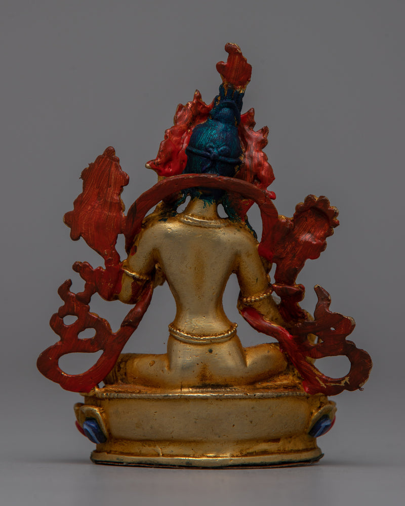 Tibetan Green Tara Statue | Crafted from Crystal Stone and Copper for Radiant Harmony