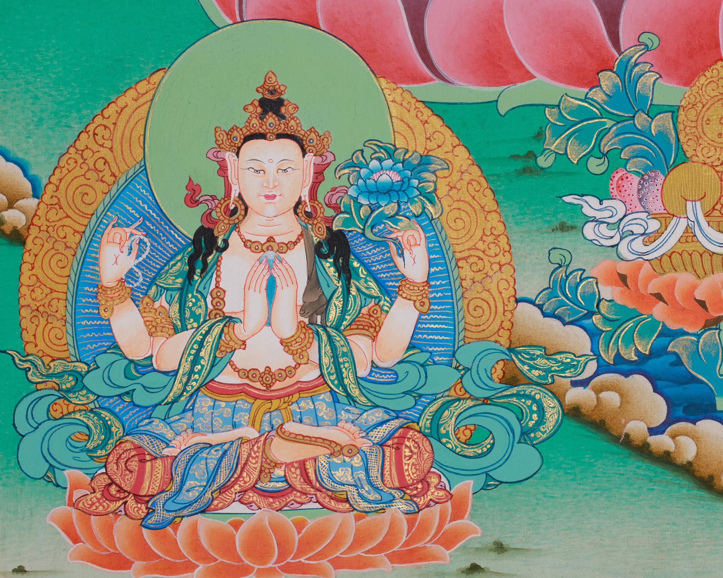 Manjushri Artwork | Sacred Hand-Painted Himalayan Wisdom Thangka