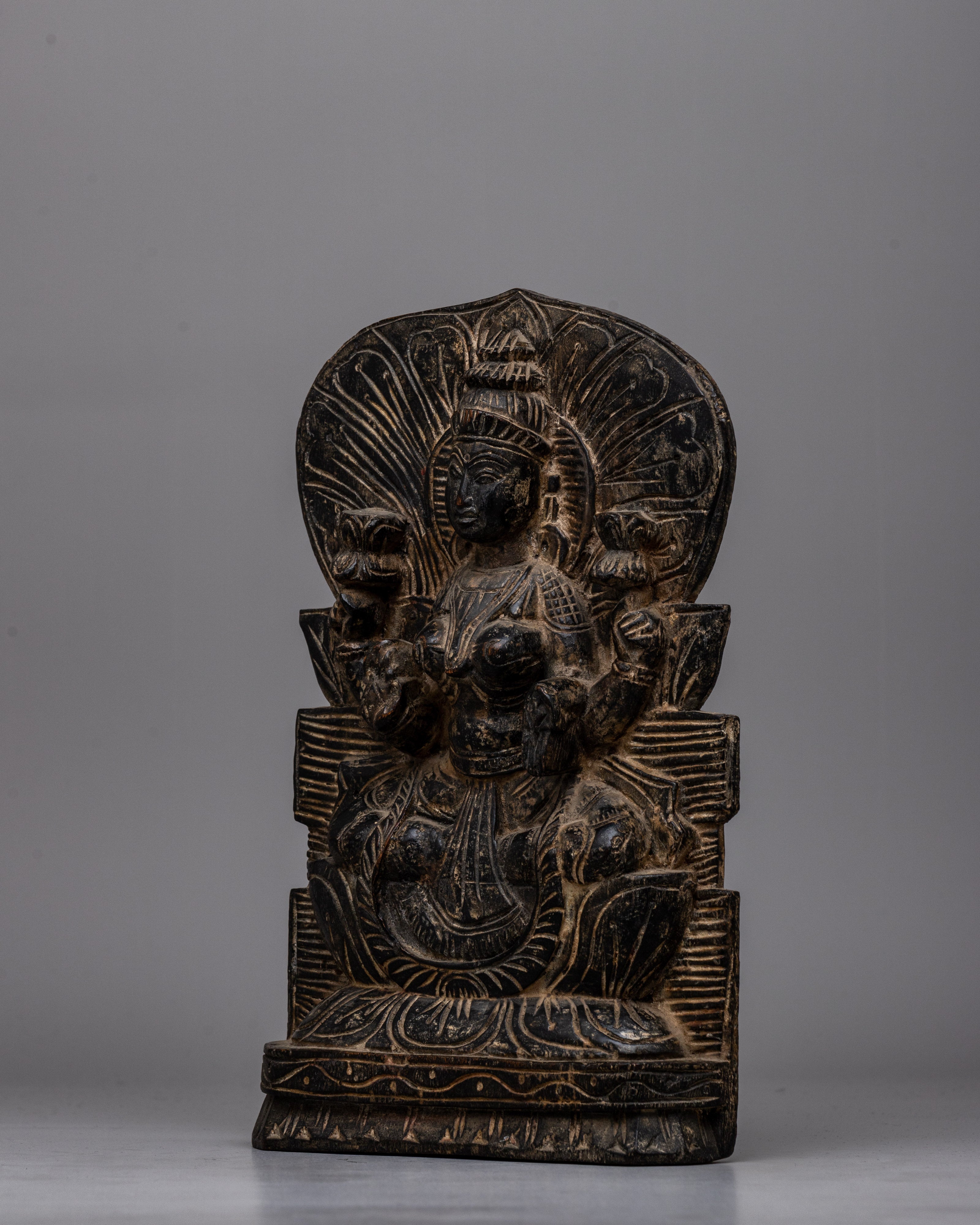 Vintage Goddess Brass Laxmi Statue | Perfect for Spiritual Decor and Wealth Attraction