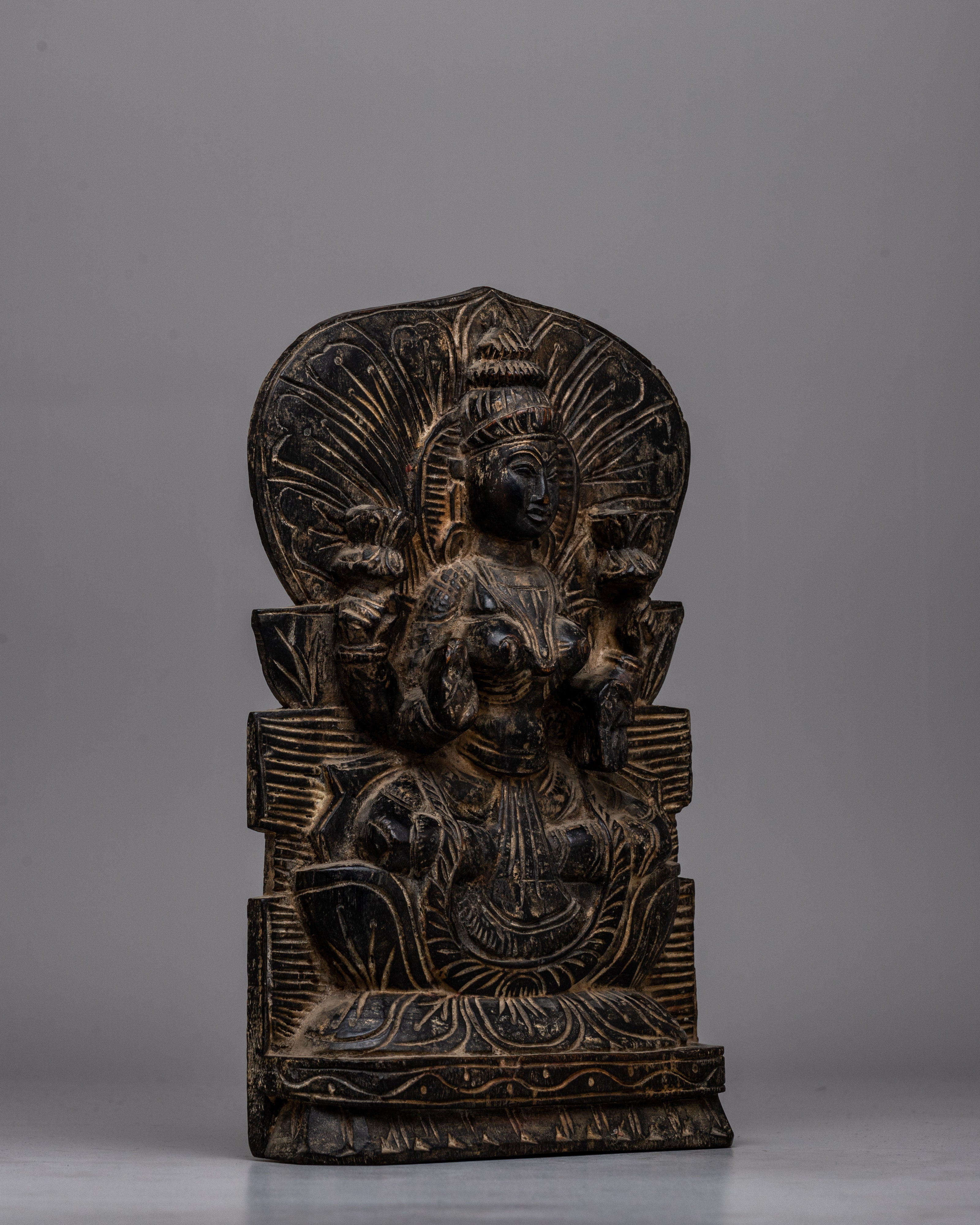 Vintage Goddess Brass Laxmi Statue | Perfect for Spiritual Decor and Wealth Attraction