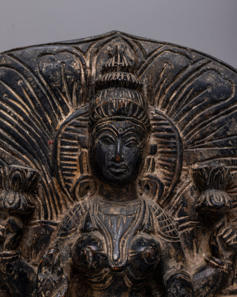 Vintage Goddess Brass Laxmi Statue | Perfect for Spiritual Decor and Wealth Attraction