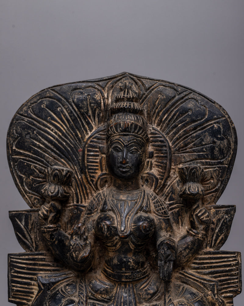 Vintage Goddess Brass Laxmi Statue | Perfect for Spiritual Decor and Wealth Attraction