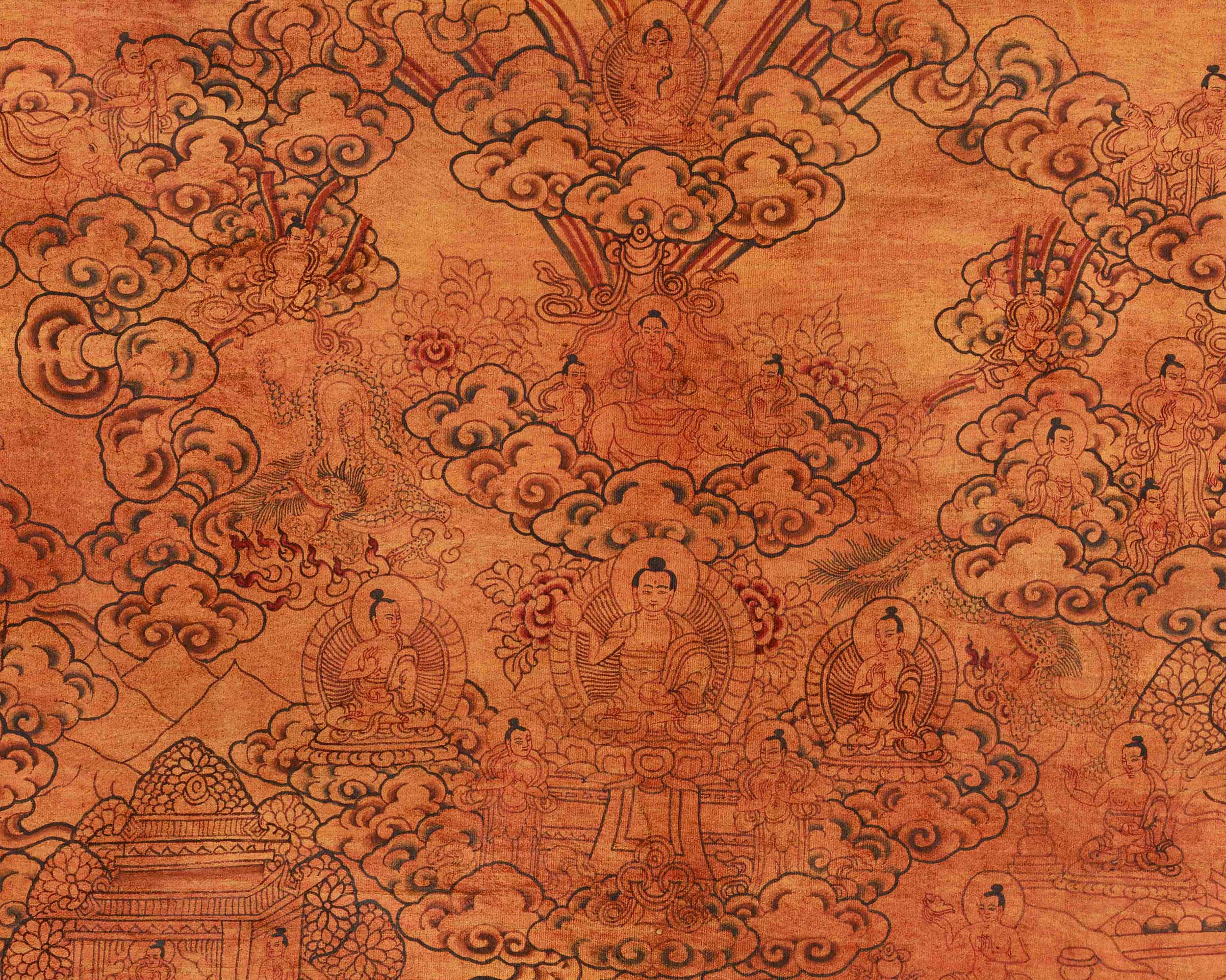 Sacred Thangka Of Buddha Life Story | Spiritual Journey of Enlightenment | Traditional Himalayan Art
