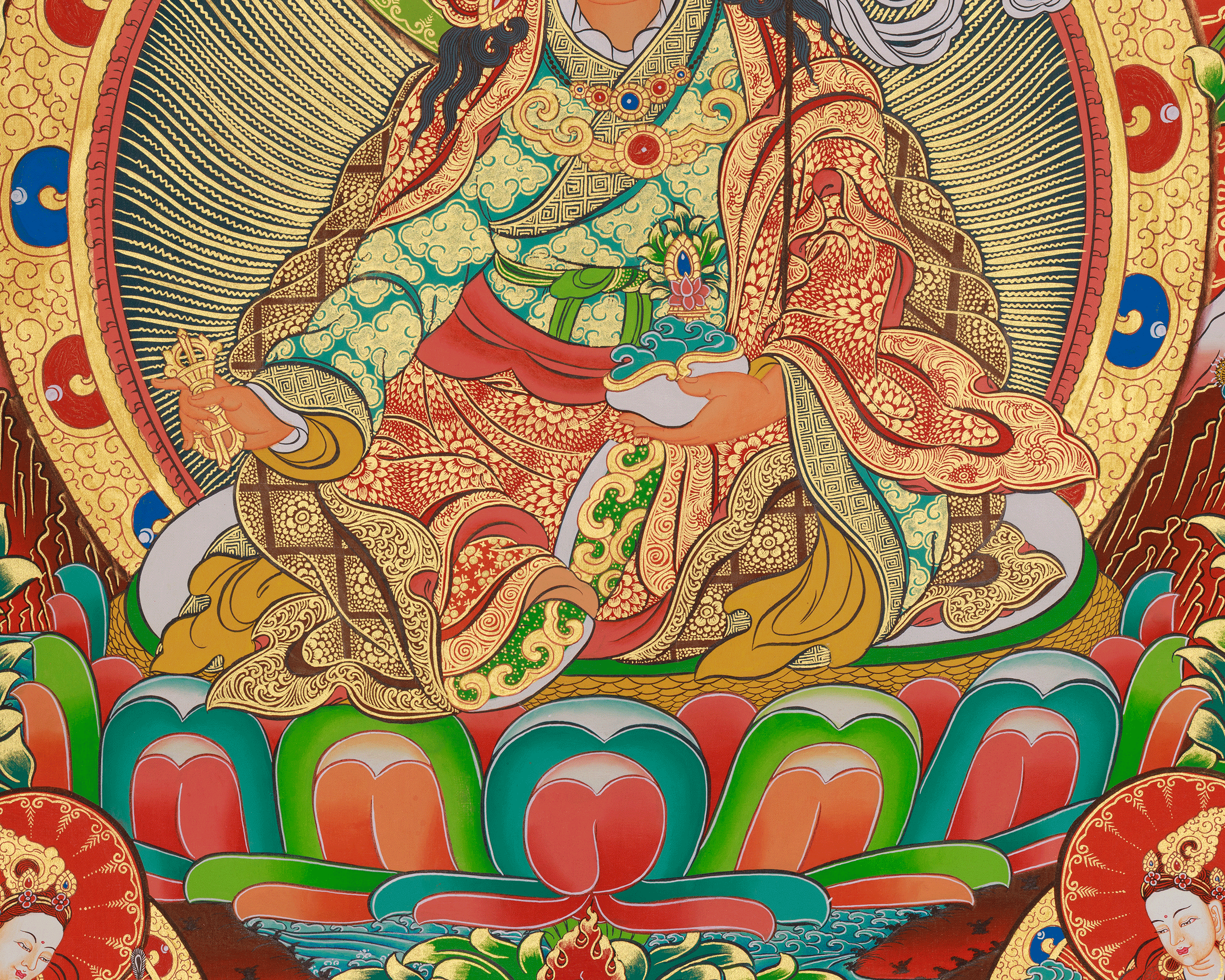 Himalayan Guru Rinpoche Art | Buddhist Master | Padmasambhava Thangka