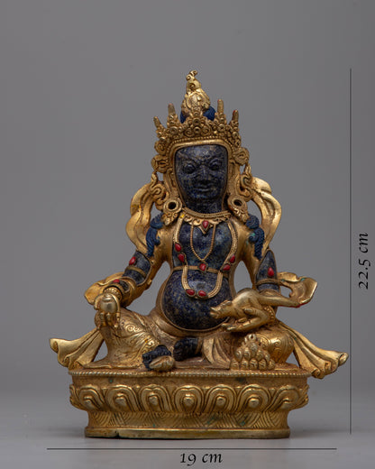 Dzambhala Lapis Lazuli Statue | Embodying Prosperity and Divine Blessings in Tibetan Buddhist Traditio