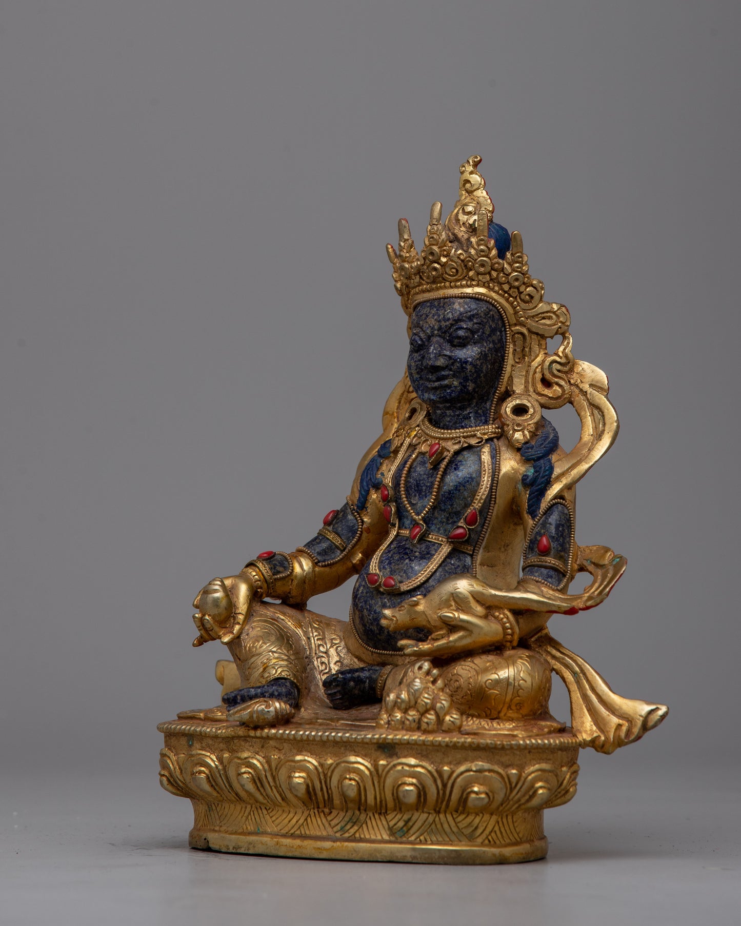 Dzambhala Lapis Lazuli Statue | Embodying Prosperity and Divine Blessings in Tibetan Buddhist Traditio