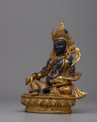 Dzambhala Lapis Lazuli Statue | Embodying Prosperity and Divine Blessings in Tibetan Buddhist Traditio