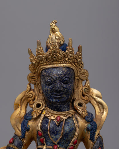 Dzambhala Lapis Lazuli Statue | Embodying Prosperity and Divine Blessings in Tibetan Buddhist Traditio