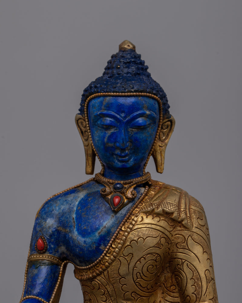 Shakyamui Lapis Lazuli Buddha Statue | Crafted from Lapis Lazuli, Radiating Peace and Wisdom