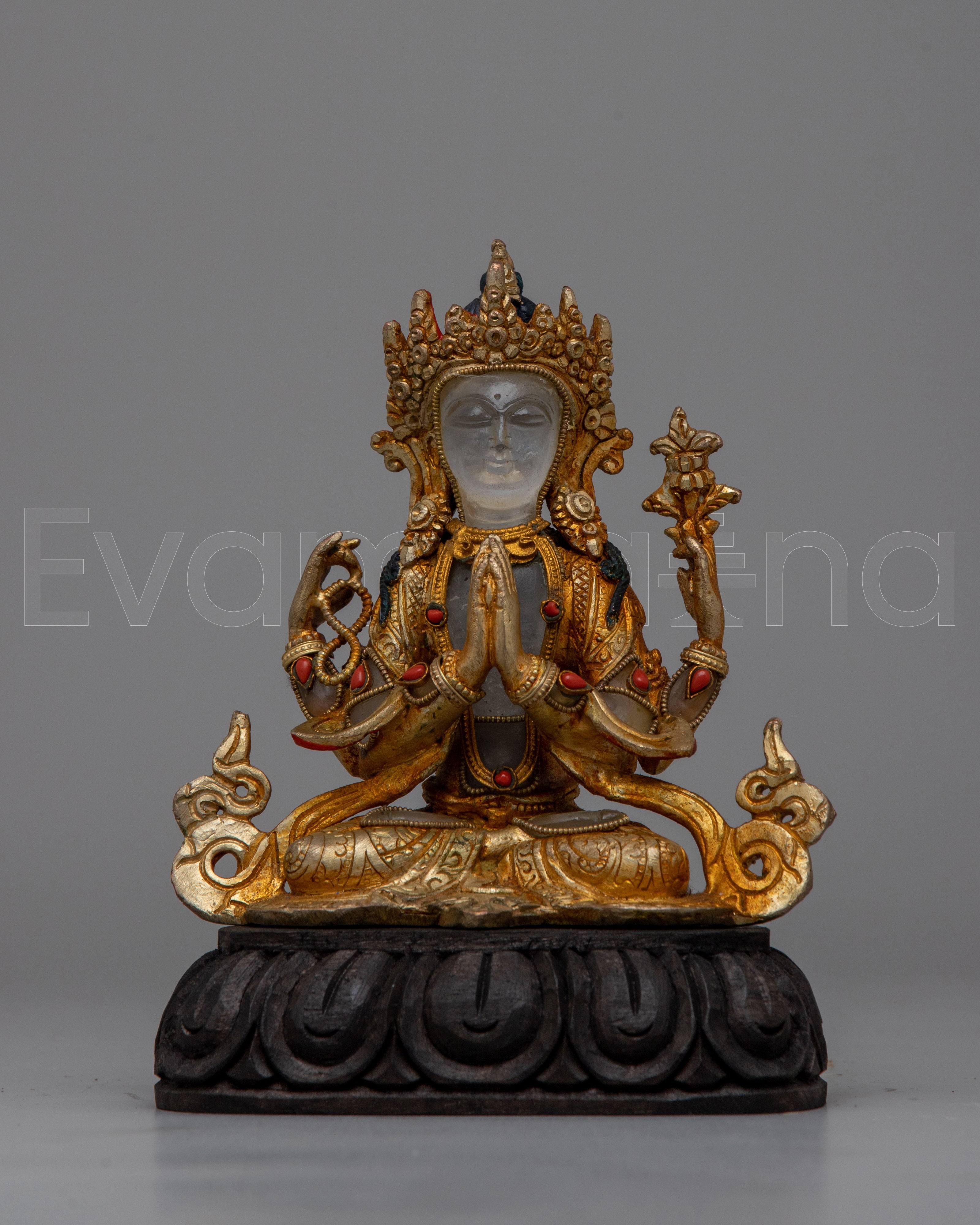 Crystal Statue of Buddha Chenresig