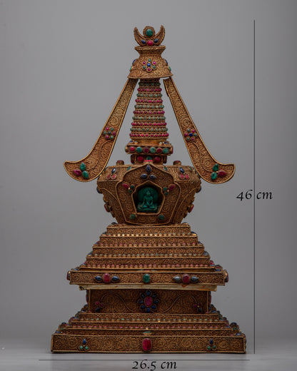 Authentic Handcrafted Copper Stupa  | Exquisite Symbol of Spiritual Ascension and Enlightenment