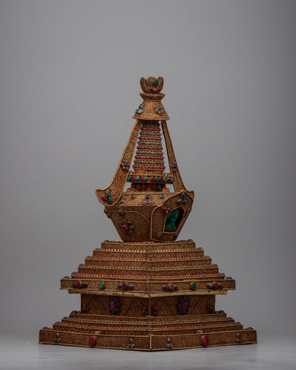 Authentic Handcrafted Copper Stupa  | Exquisite Symbol of Spiritual Ascension and Enlightenment