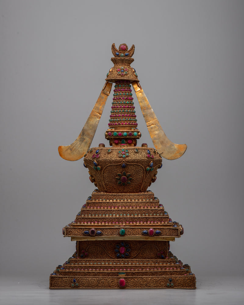 Authentic Handcrafted Copper Stupa  | Exquisite Symbol of Spiritual Ascension and Enlightenment