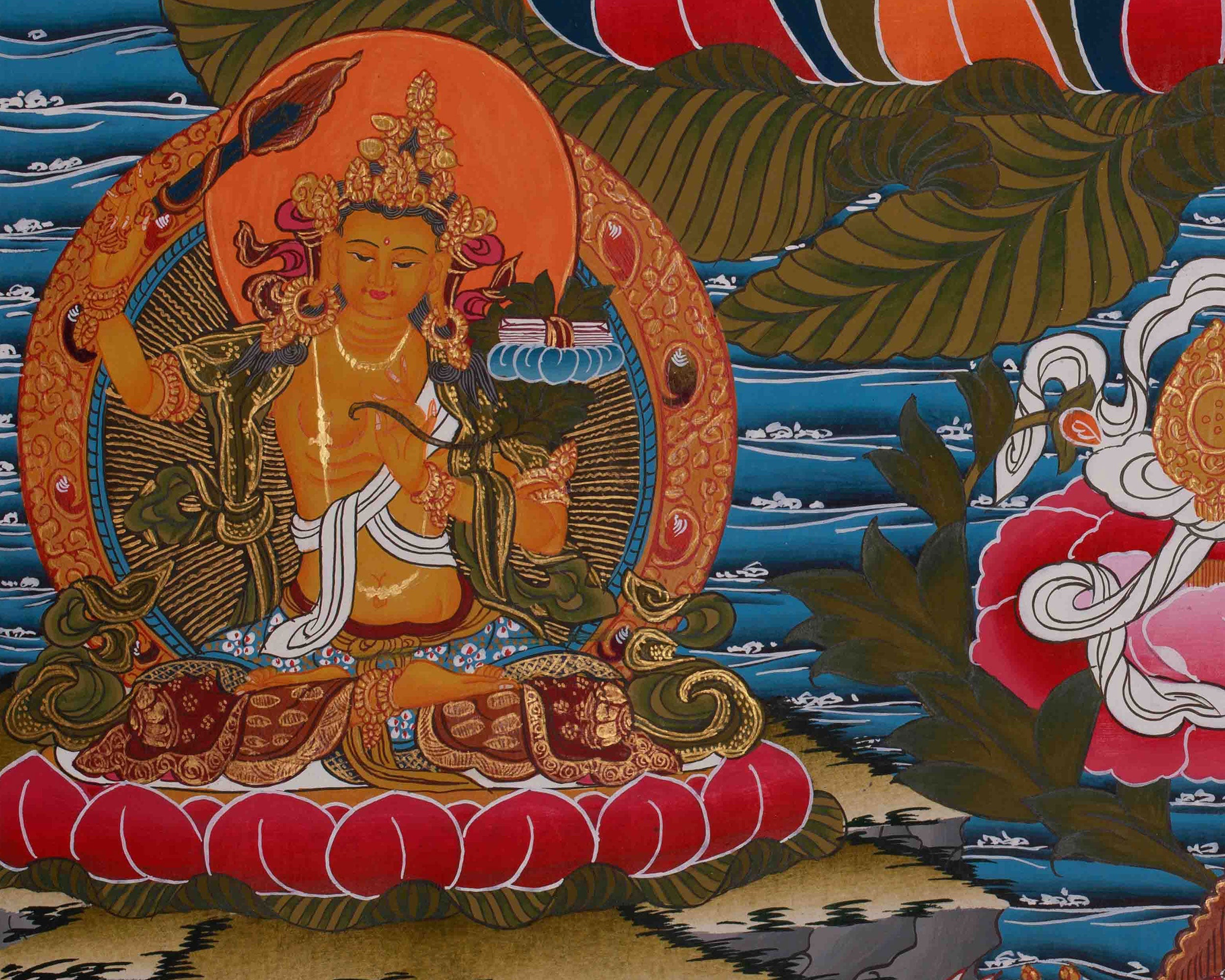 Himalayan White Tara Thangka | Sacred Buddhist Longevity Artwork
