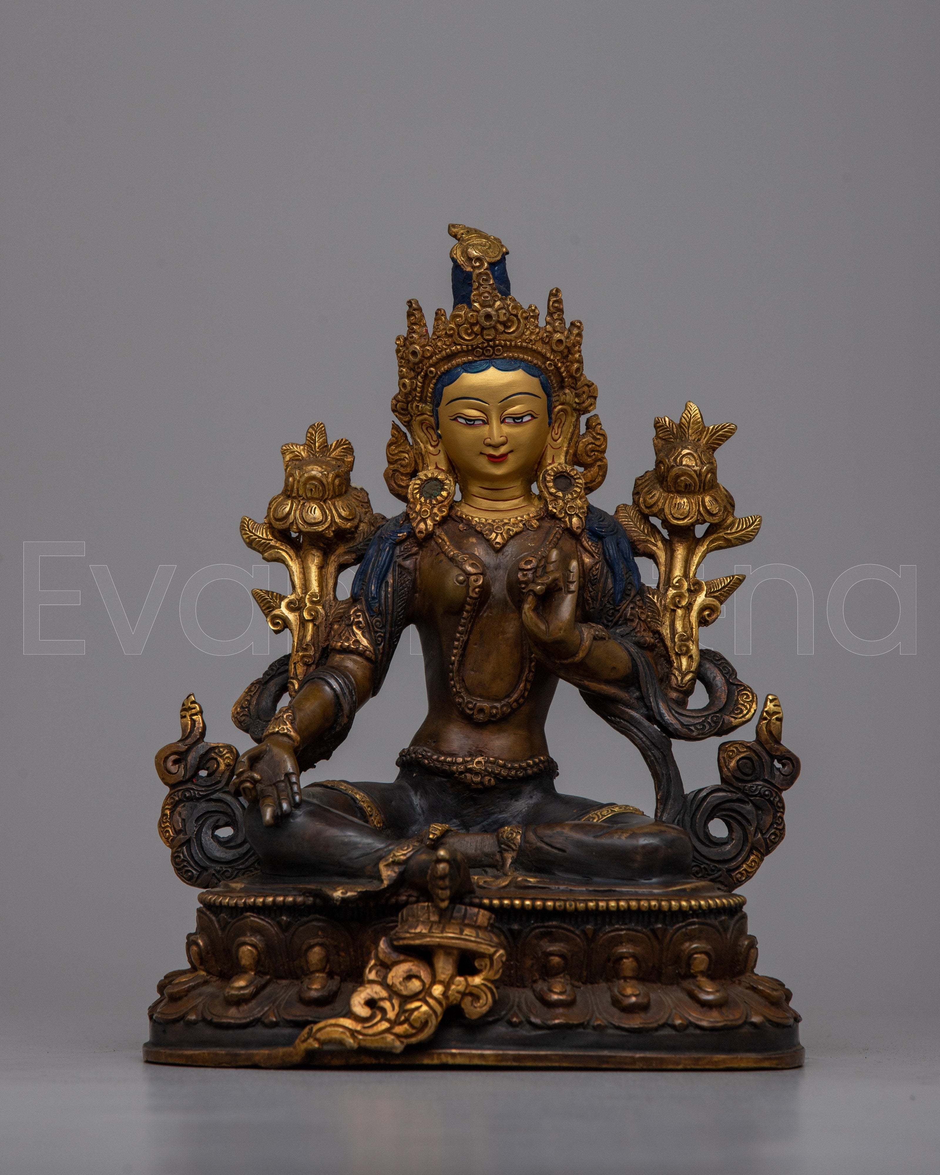 Copper Statue of Green Tara