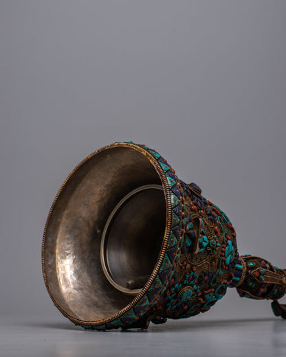 Tibetan Filigree Bell | Ritual Instrument with Ornamental Metalwork