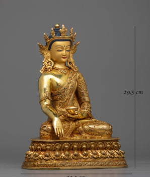 Crown Shakyamuni Buddha Gold Gilded Statue | Radiate Divine Enlightenment