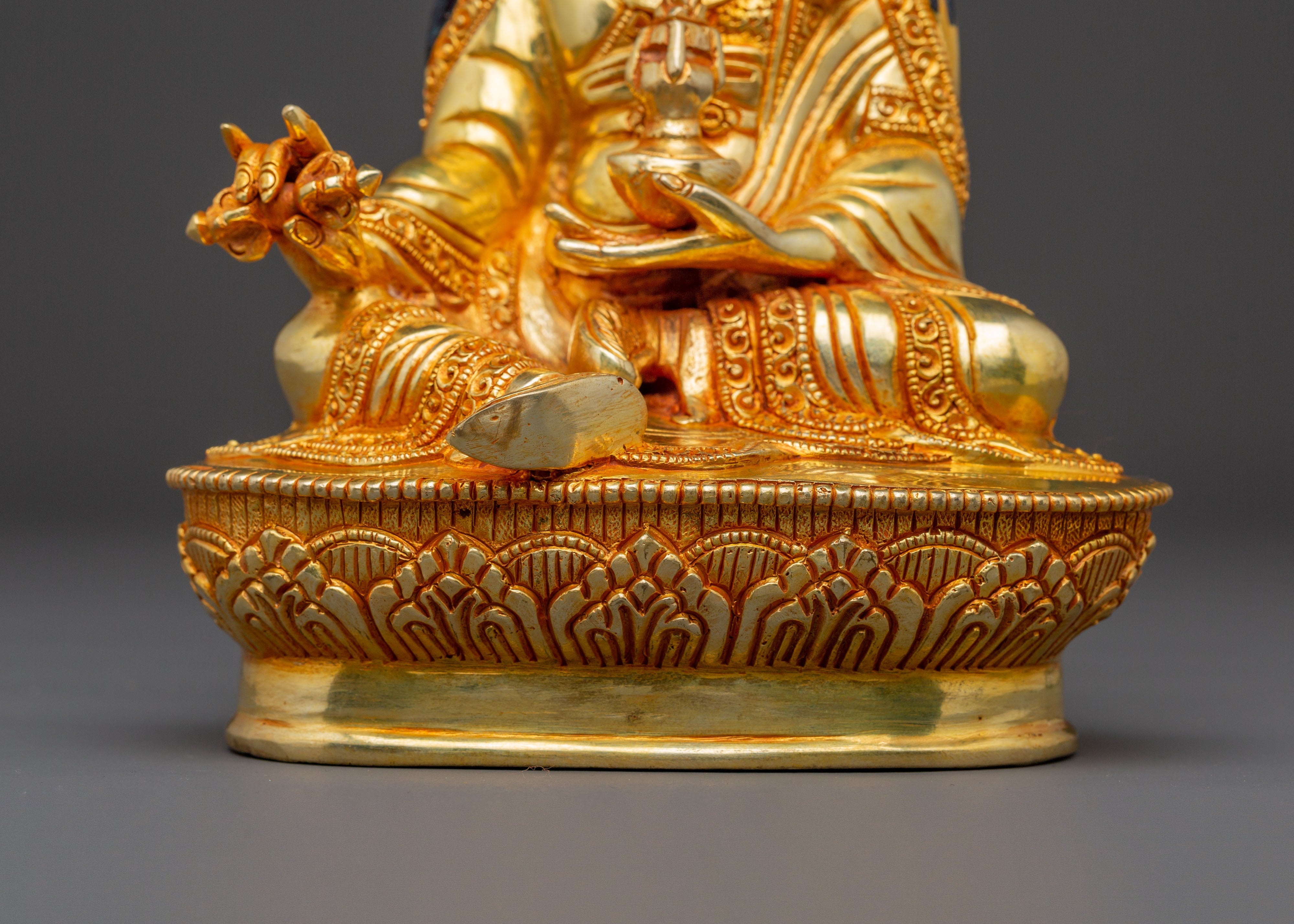 Guru Rinpoche Blessing Statue: 24K Gold Gilded Serenity