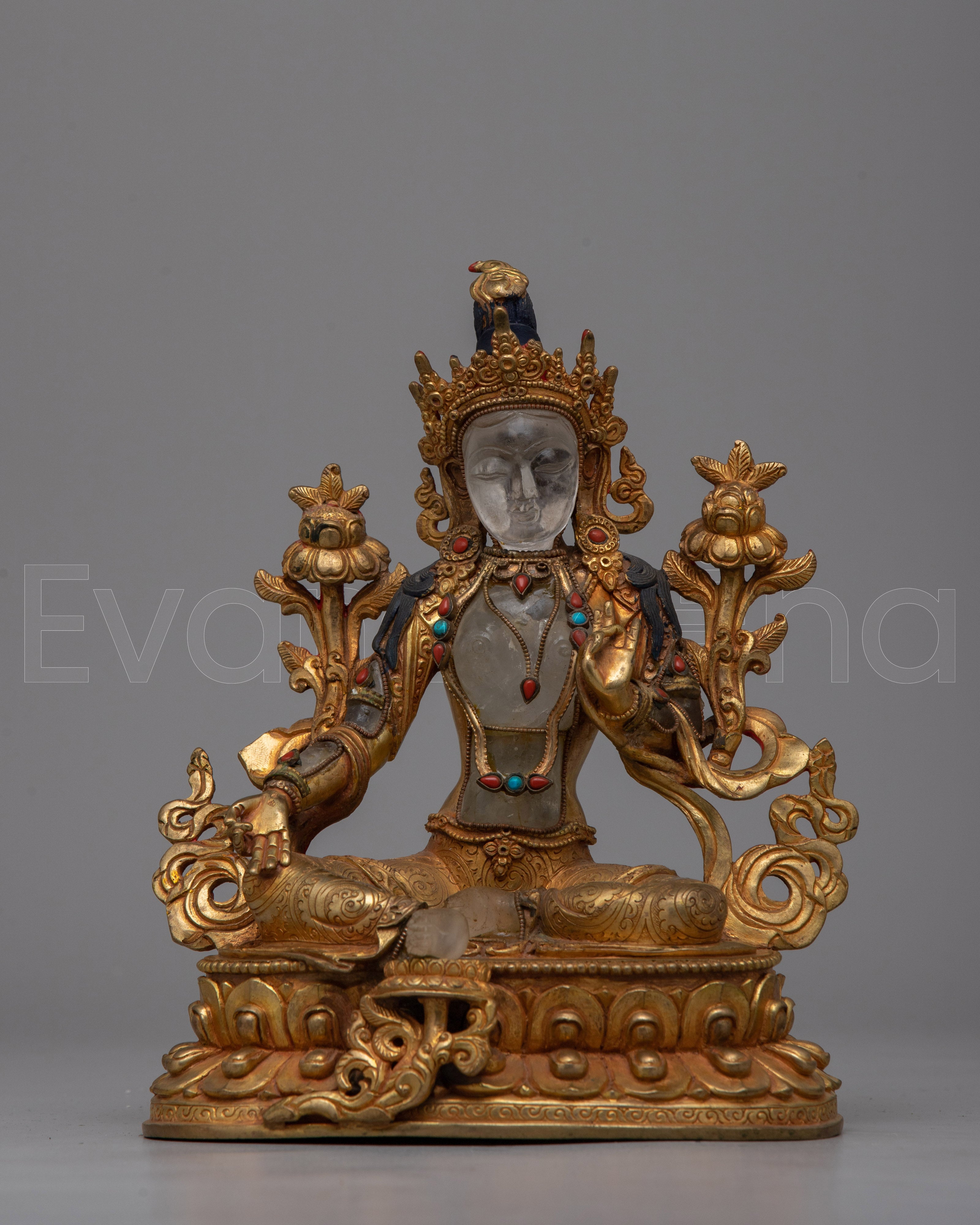 Green Tara Crystal Goddess Statue