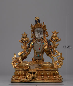 Green Tara Crystal Goddess Statue | Tibetan Buddhist Goddess Sculpture