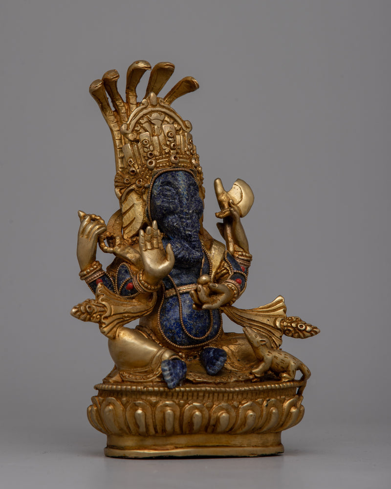 Lapis Lazuli Ganesha Statue | Handcrafted Hindu Elephant God Figurine