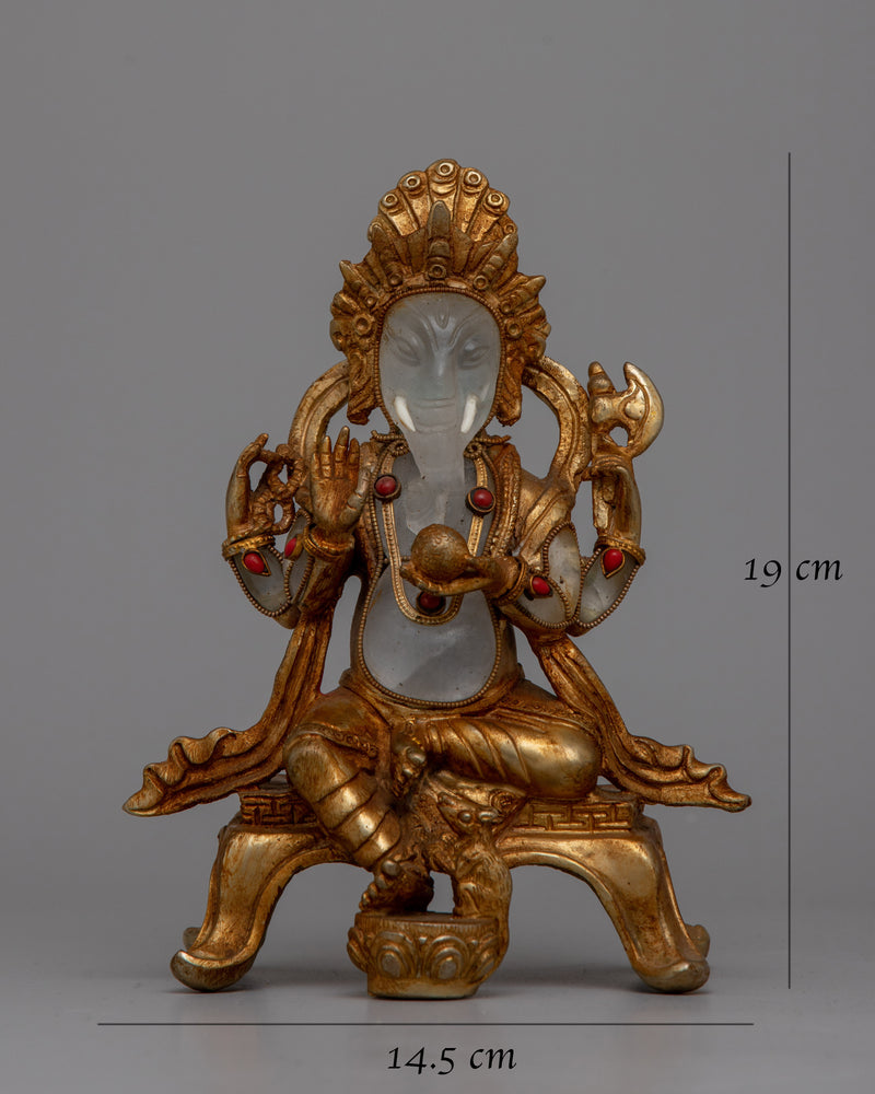 Crystal Ganesha Statue | Hindu Elephant Deity Crystal Sculpture