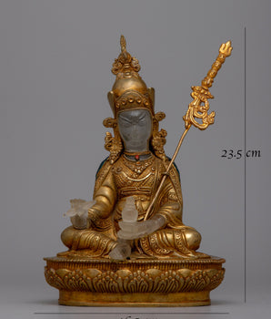 Crystal Guru Rinpoche Statue | Handcrafted Clear Buddhist Figurine