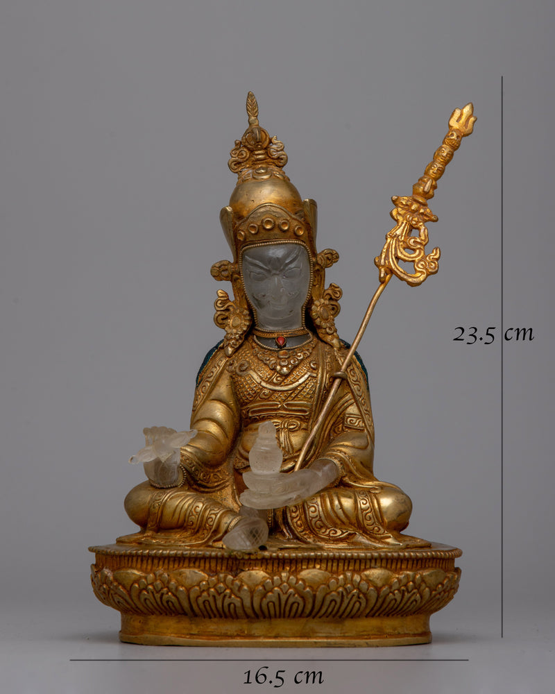 Crystal Guru Rinpoche Statue | Handcrafted Clear Buddhist Figurine