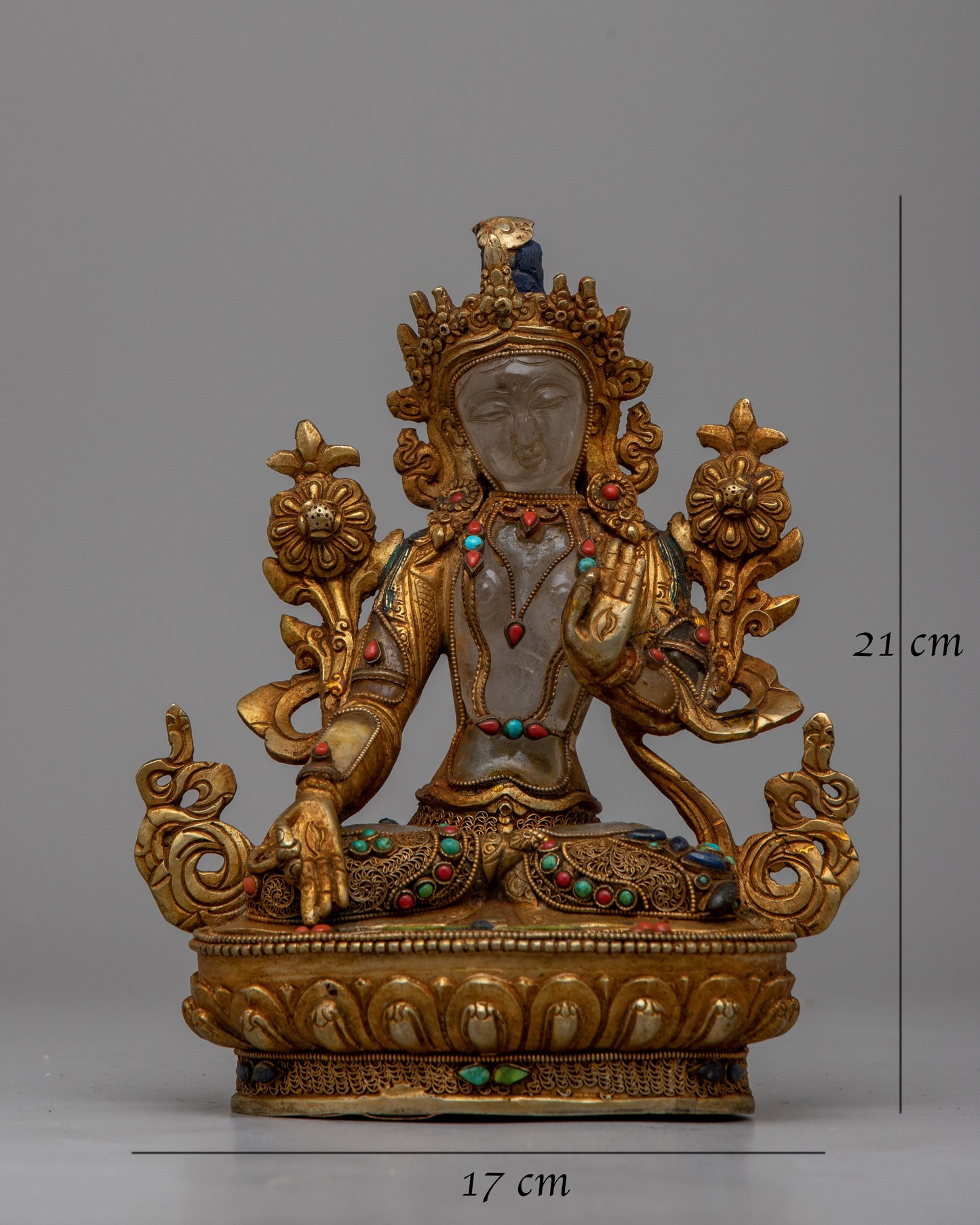 White Tara Statue Crystal | Buddhist Sculpture for Meditation and Sacred Spaces