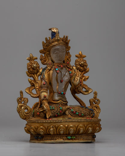 White Tara Statue Crystal | Buddhist Sculpture for Meditation and Sacred Spaces