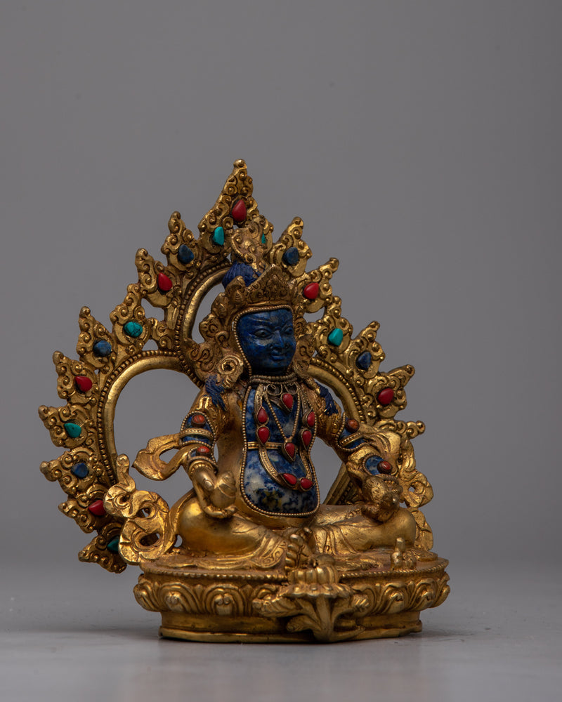 Lapis lazuli Dzambhala Statue | Buddhist God of Prosperity Figurine