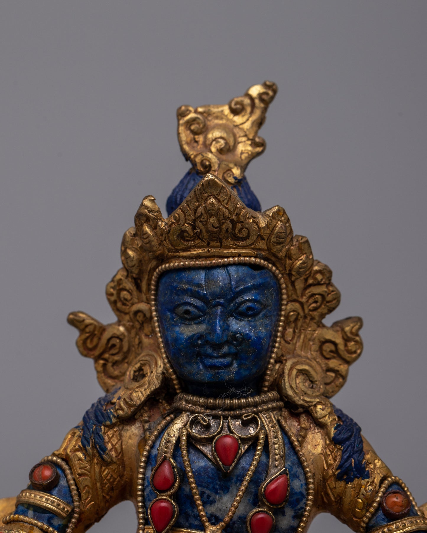 Lapis lazuli Dzambhala Statue | Buddhist God of Prosperity Figurine