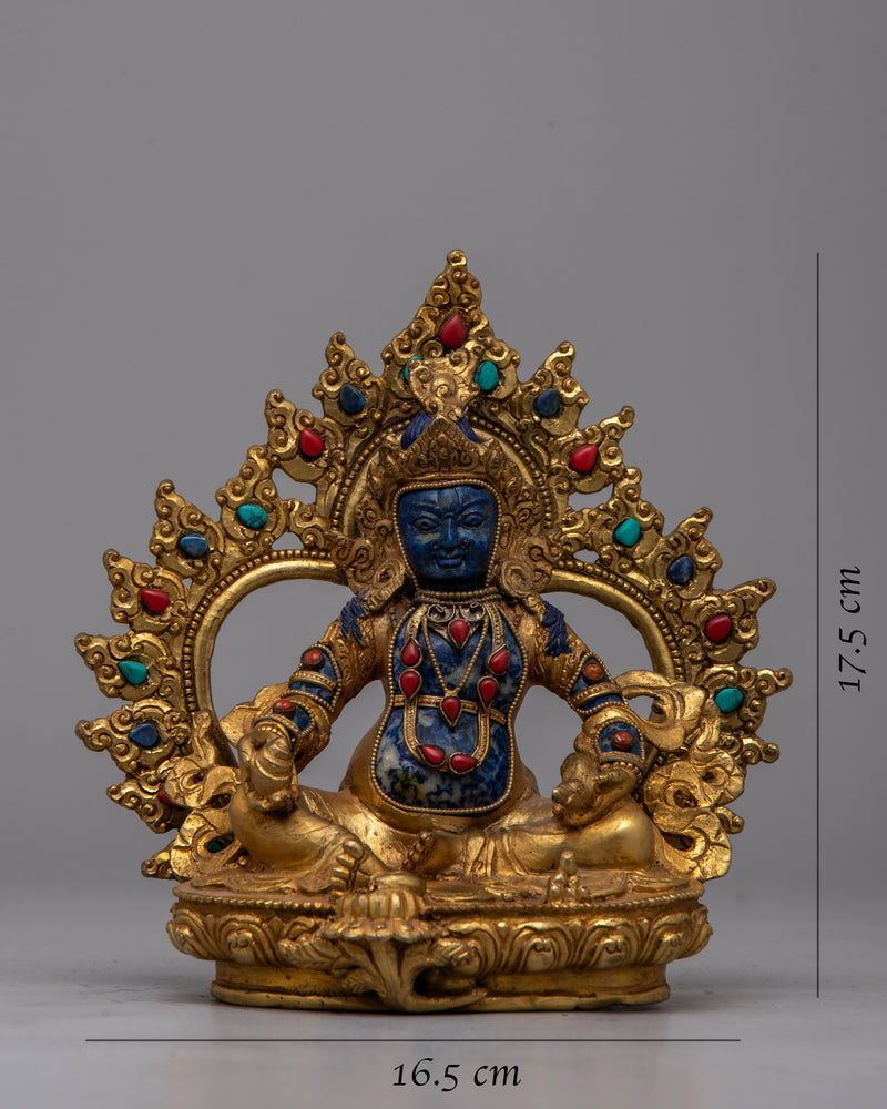 Lapis lazuli Dzambhala Statue | Buddhist God of Prosperity Figurine