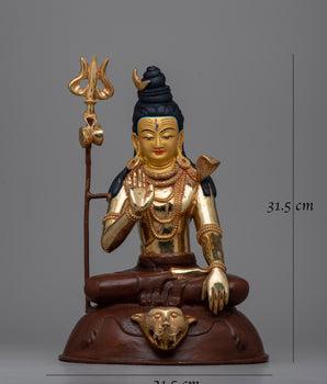 Copper Shiva Statue | Traditional Hindu God Sculpture with Ornate Details and Spiritual Aura