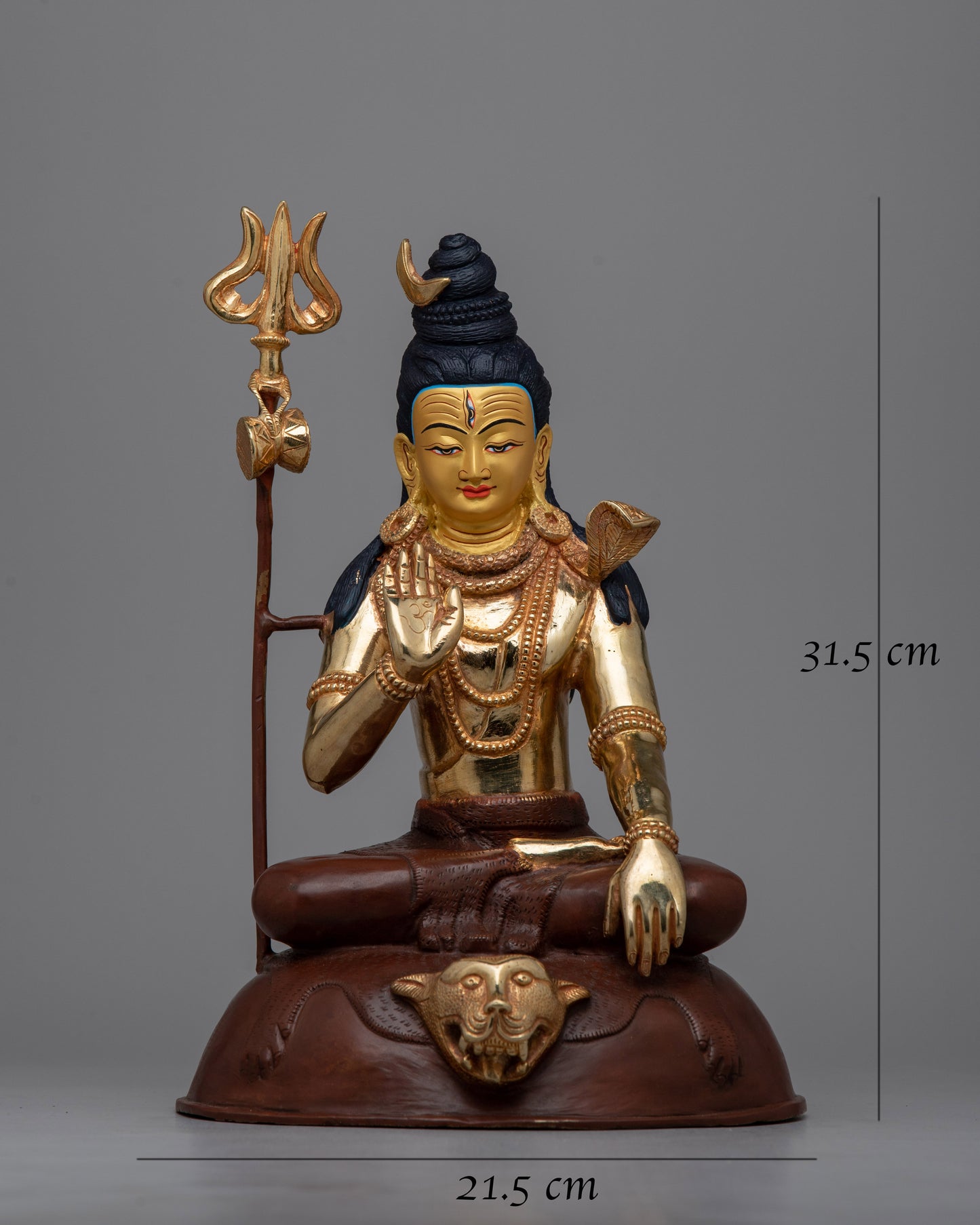 Copper Shiva Statue | Traditional Hindu God Sculpture with Ornate Details and Spiritual Aura