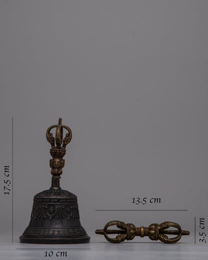 Bronze Vajra Bell Set | Traditional Tibetan Buddhist Ceremonial Instruments