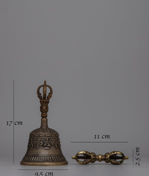 Brass And Brozne Vajra And Bell Set | Reflecting Wisdom And Compassion | Ideal For Meditation And Rituals