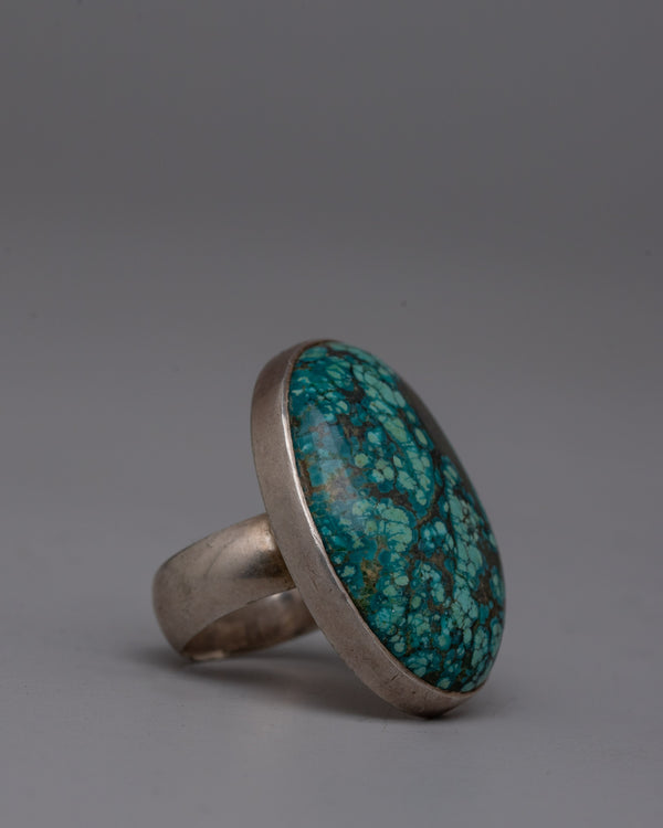 Tibetan Turquoise Ring |  Artisan-Made Jewelry Featuring Genuine Turquoise Stone