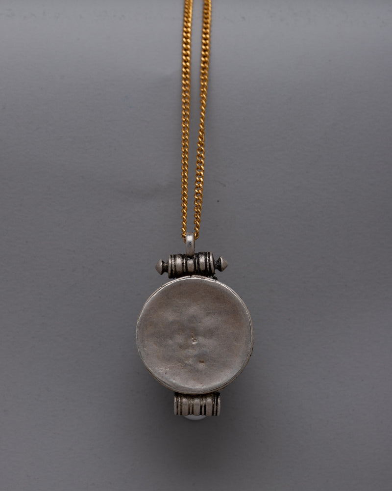 Pure Silver Locket Gahu | Exquisitely Crafted Tibetan Amulet with Detailed Artwork