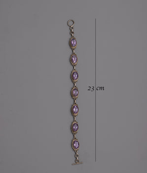 Amethyst Silver Bracelet | Unique Jewelry Gift with Handmade Pure Silver