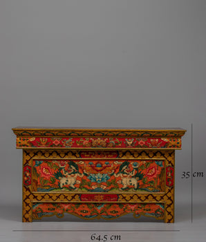 Tibetan Meditation Table | Artisan Crafted Wooden Altar for Spiritual Journey