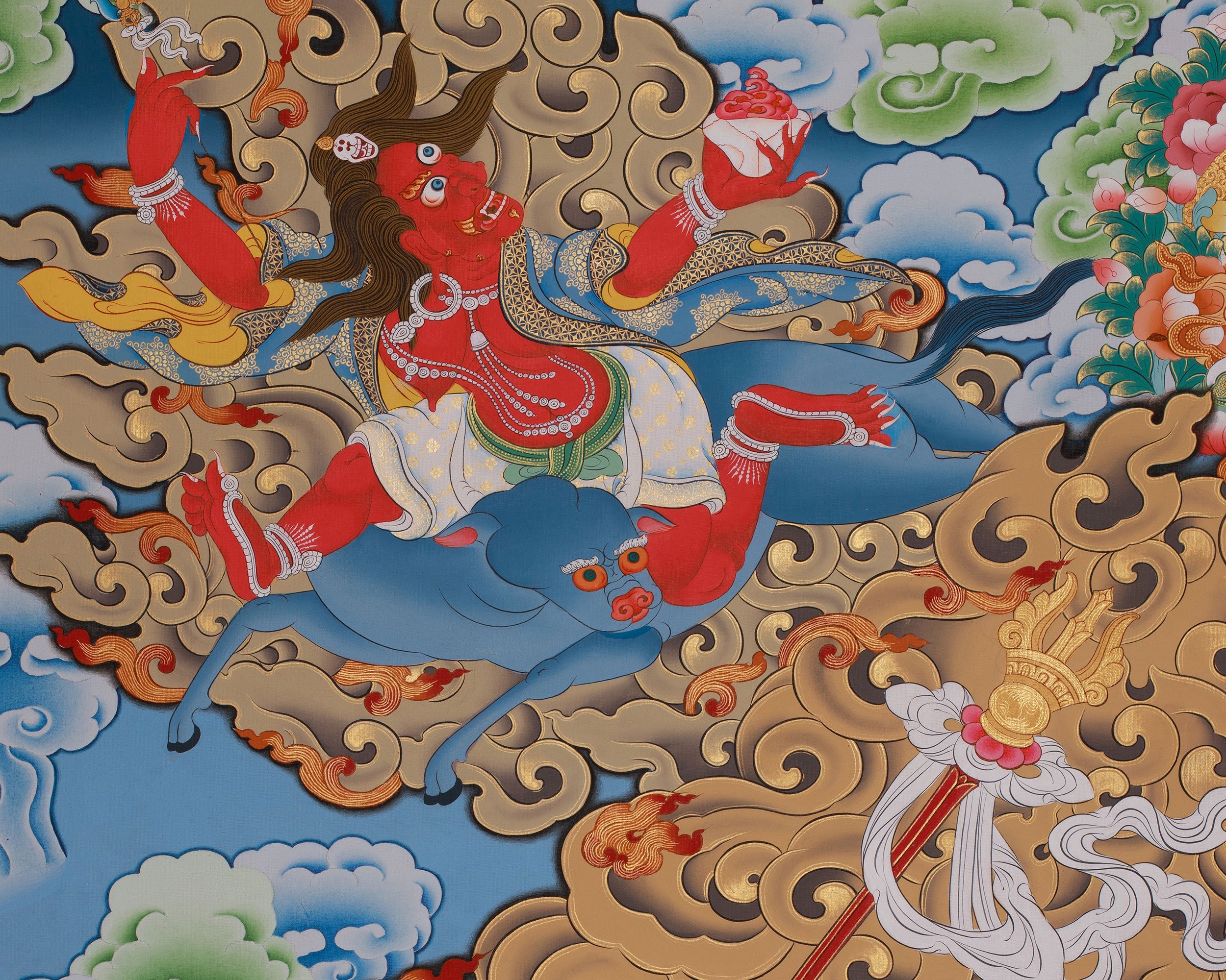Palden Lhamo Spiritual Thangka | Guardian of Sacred Wisdom