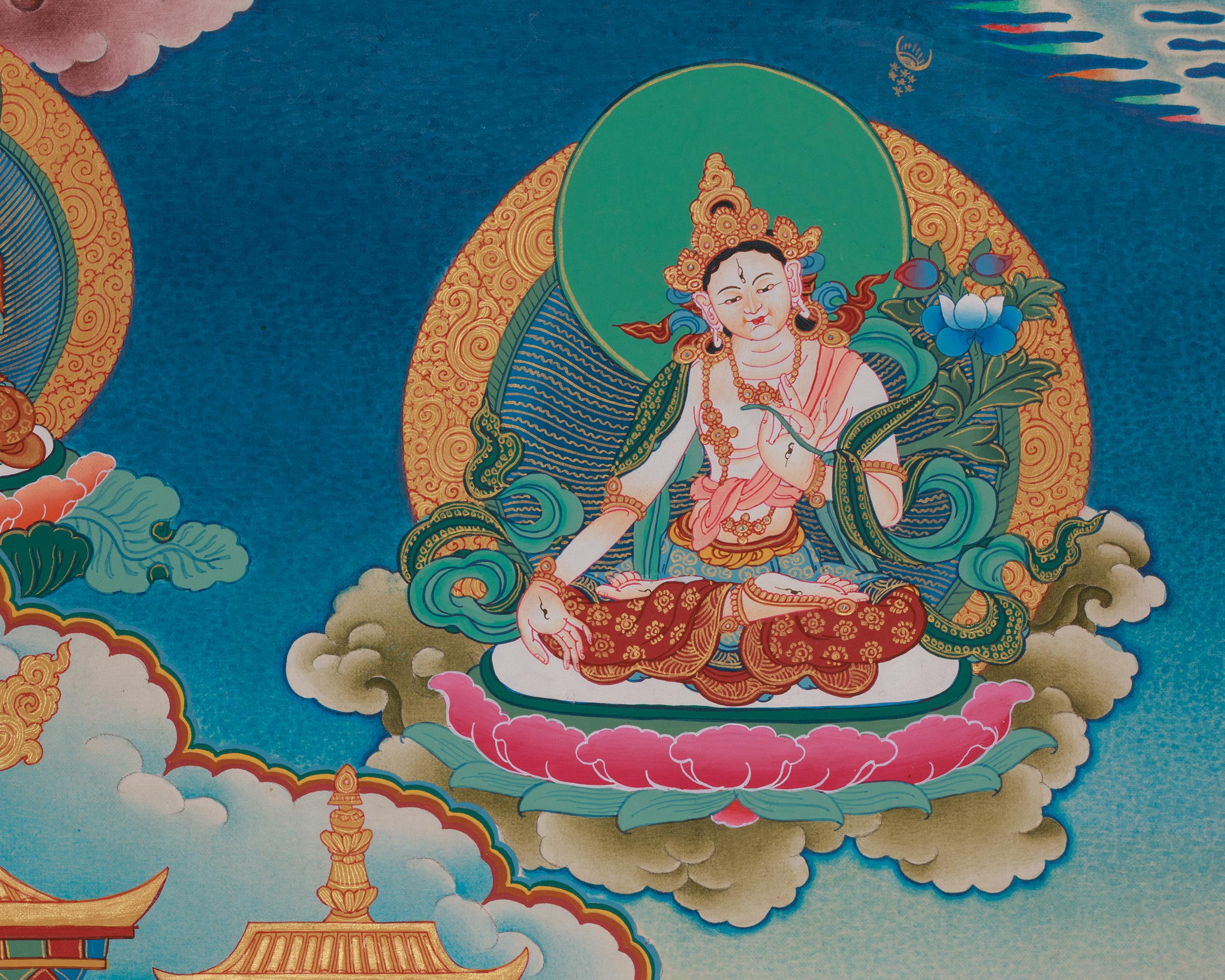 Tibetan Deity Manjushri Thangka | Wisdom, Clarity and Enlightened Mind