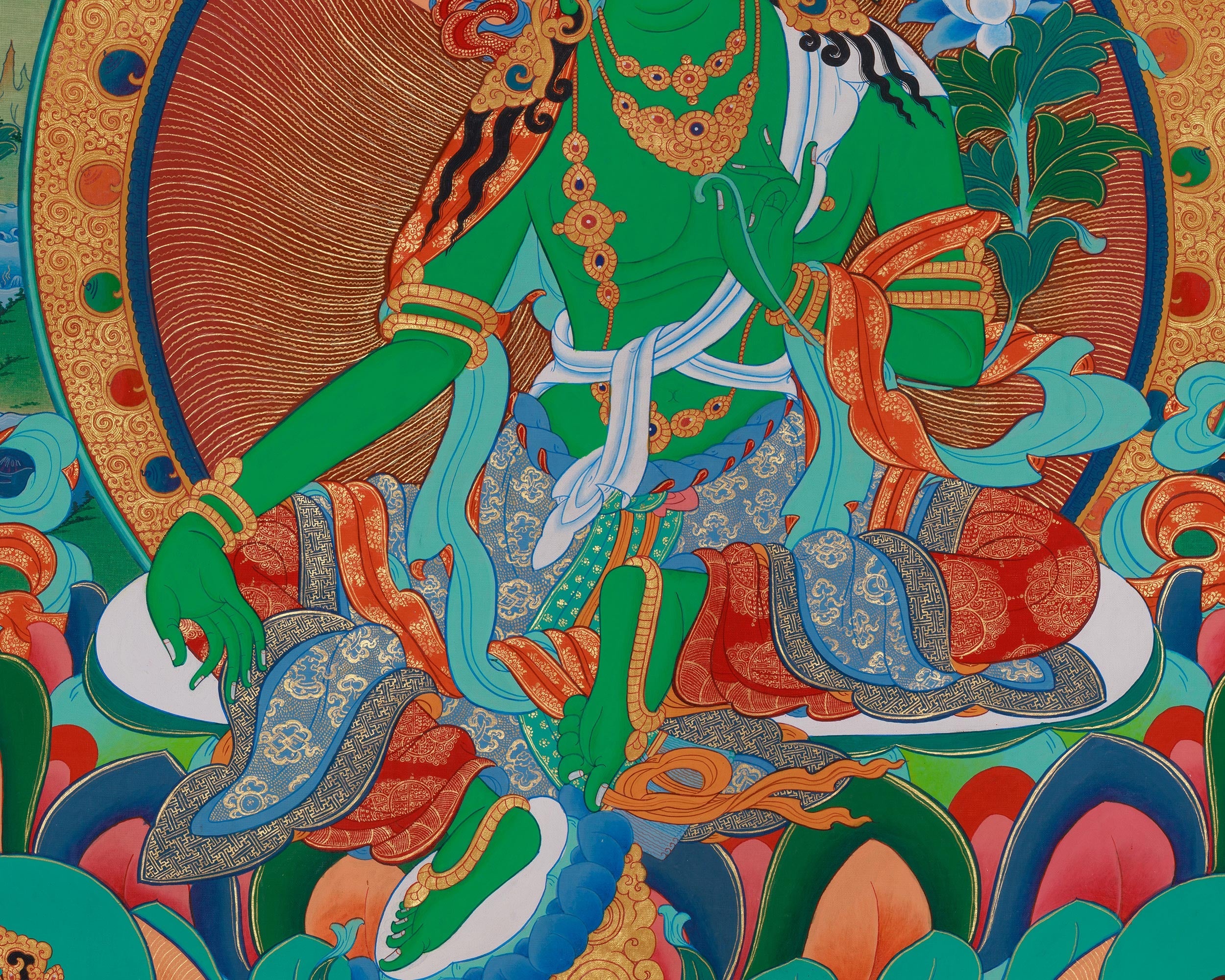 Sacred Goddess Green Tara Thangka | Compassion and Protection Deity
