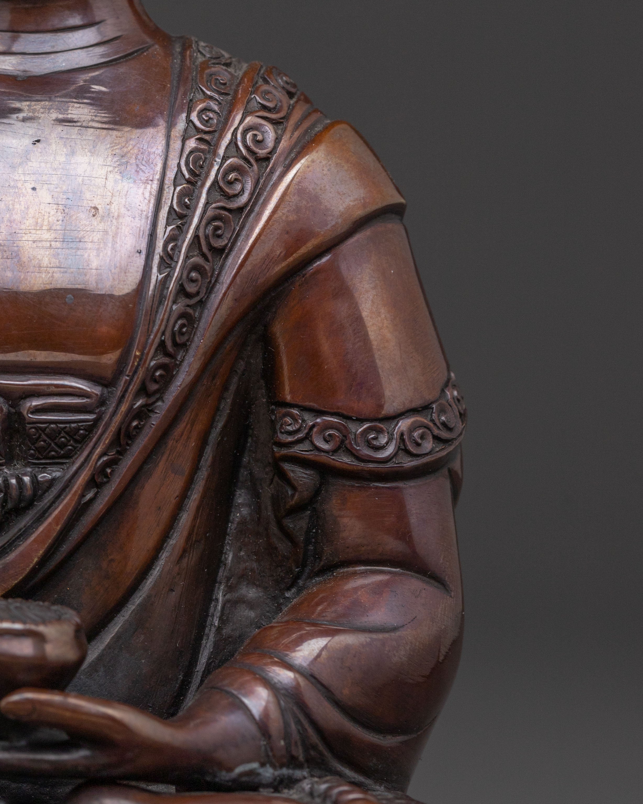 Historical Shakyamuni Buddha: Oxidized Copper Statue