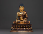 24k Gold Gilded Shakyamuni Buddha Sculpture | Historical Buddha | Tibetan Decor | Meditation Sacred Altar"