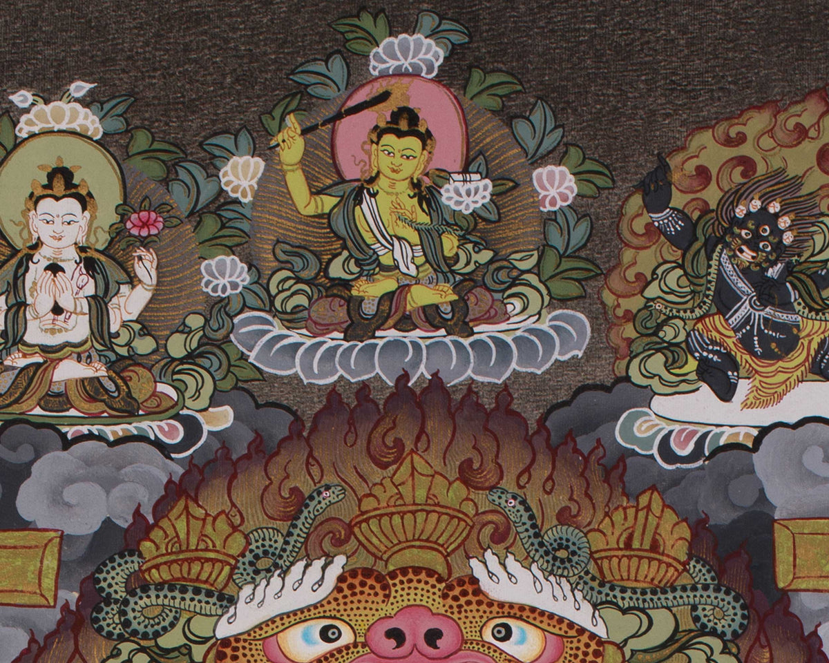 Tibetan Calendar | An Intricate Thangka Depicting the Buddhist Year and Lunar Cycle