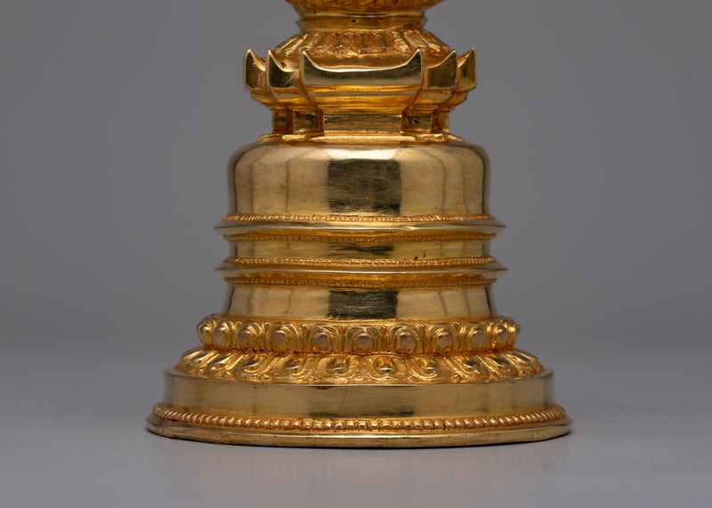 Copper Gold Plated Stupa | Artisan Crafted Buddhist Shrine Decoration