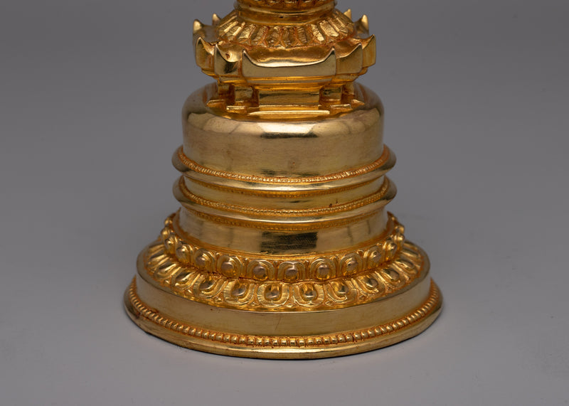 Copper Gold Plated Stupa | Artisan Crafted Buddhist Shrine Decoration